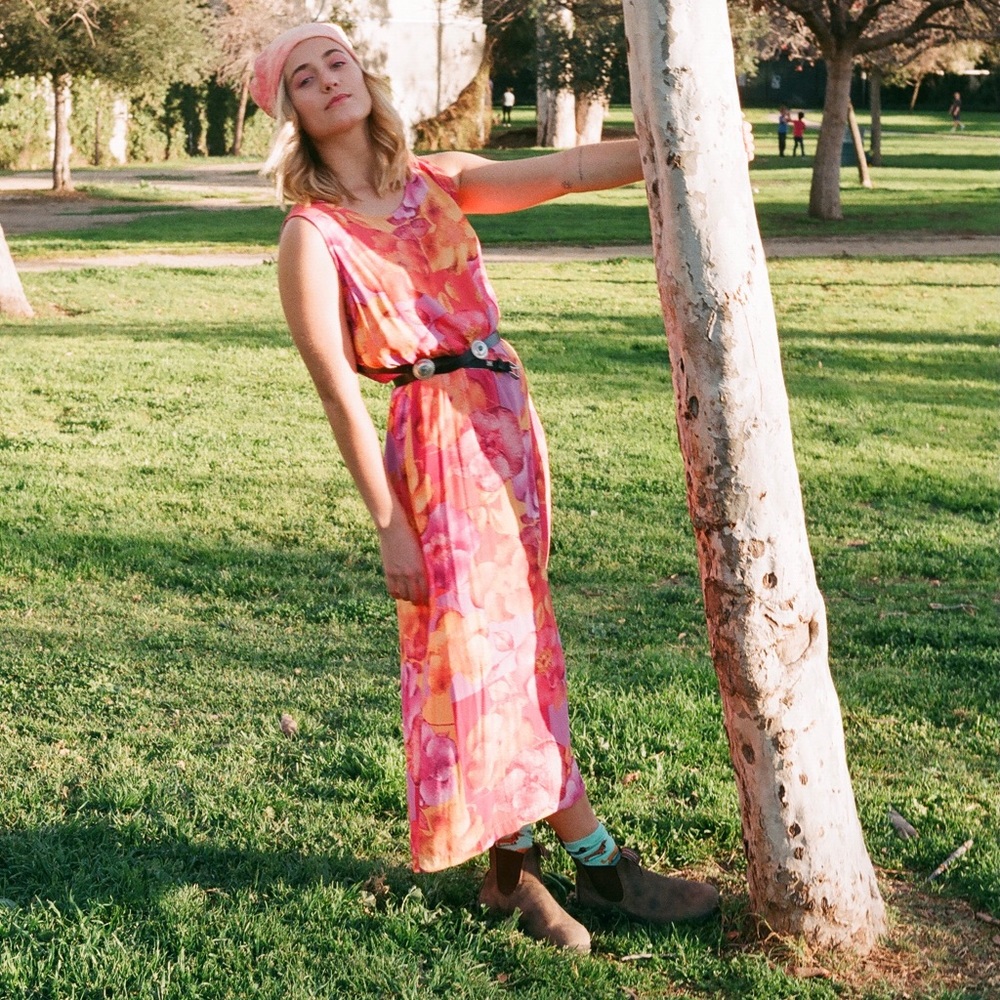 Vintage neon floral dress